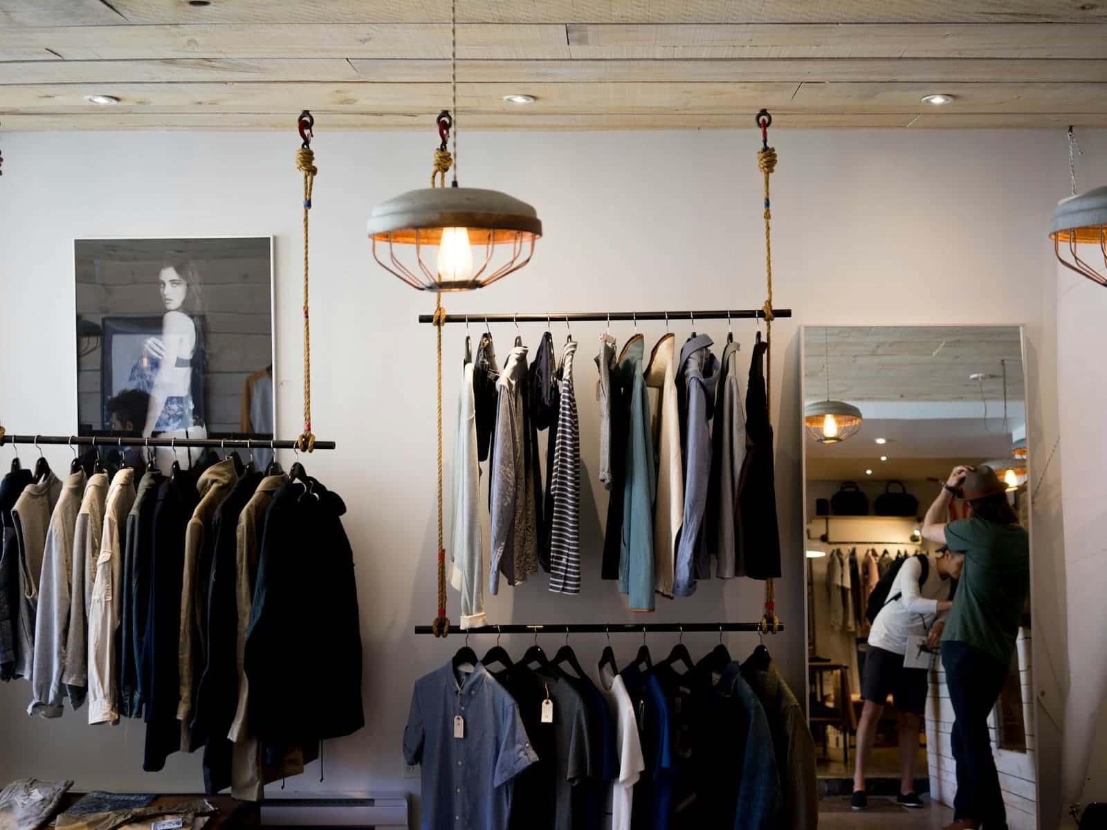 Clothing rack in a fashion boutique