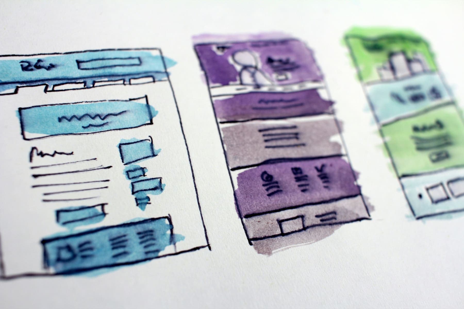 Wireframe sketches and UI components