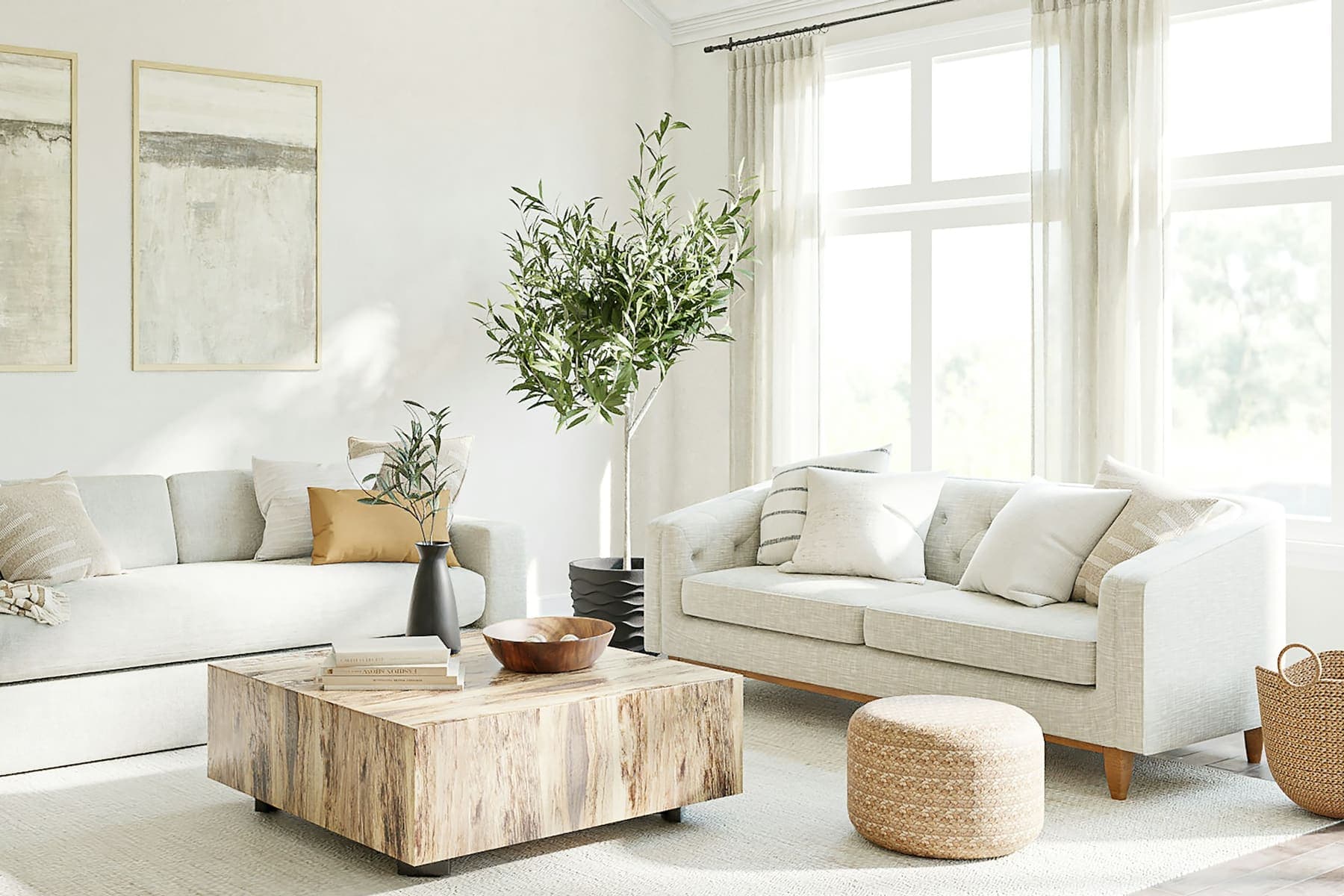Bright living room interior