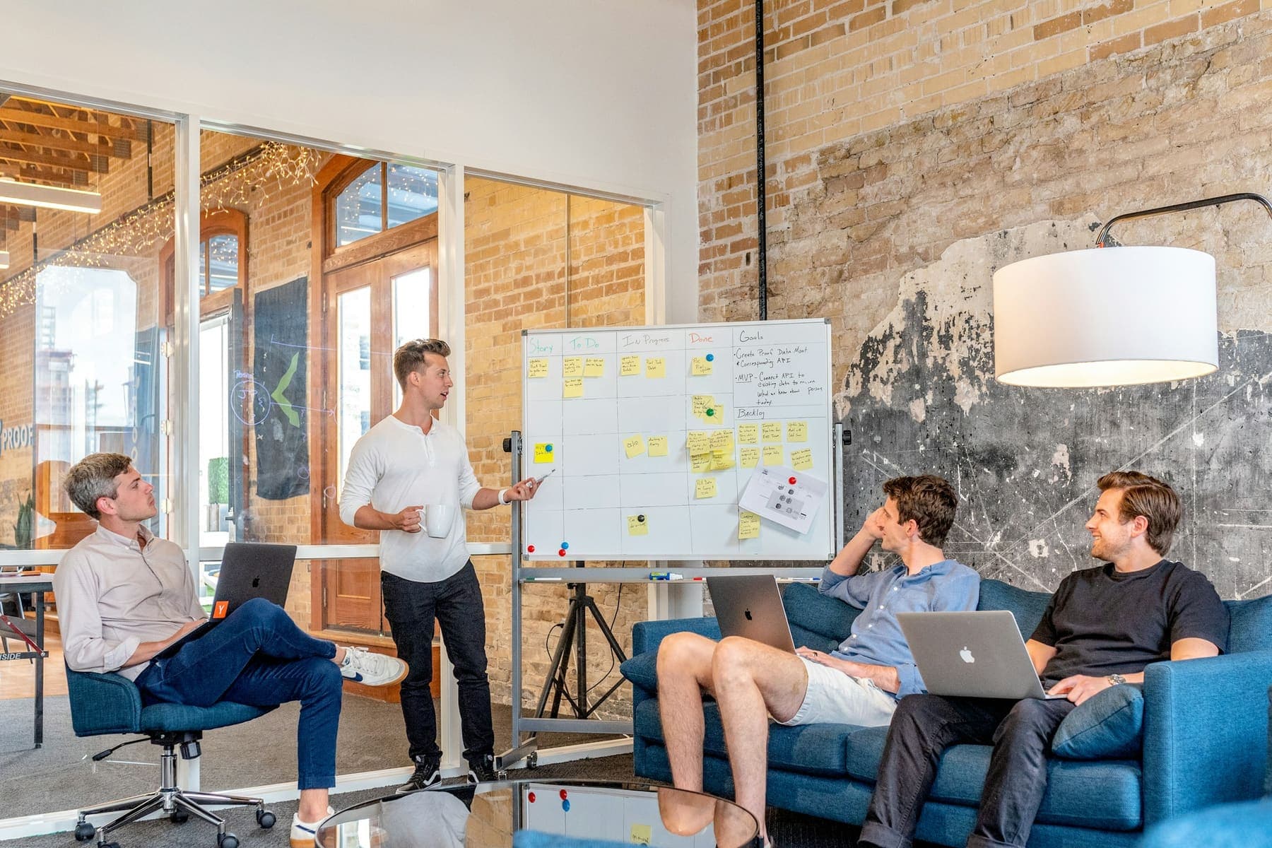 Engineers reviewing an application plan together